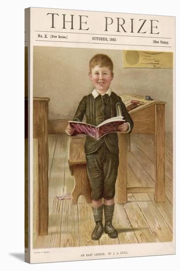 A Small Schoolboy Smiles as He Demonstrates His Reading Skills-null-Stretched Canvas