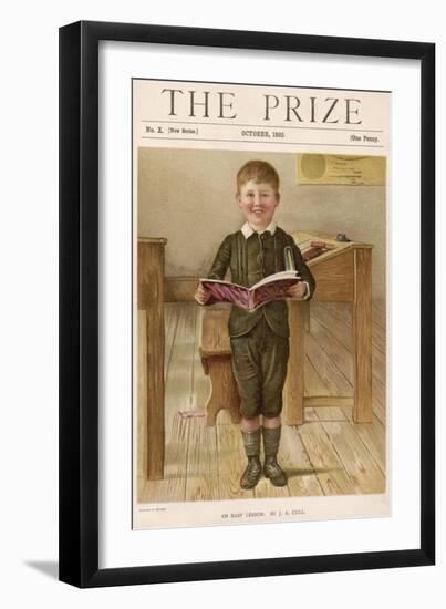 A Small Schoolboy Smiles as He Demonstrates His Reading Skills-null-Framed Art Print