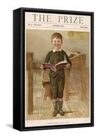 A Small Schoolboy Smiles as He Demonstrates His Reading Skills-null-Framed Stretched Canvas