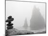 A Small Stone Cairn on Driftwood with Sea Stacks at Rialto Beach, Olympic National Park, Washington-Ethan Welty-Mounted Photographic Print