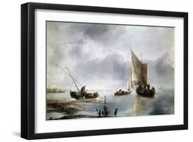 A Small Vessel in Light Airs, and Another Ashore, Ca 1650-1660-Jan Van De Cappelle-Framed Giclee Print