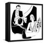 A Smart Waiter Takes the Order of a Seated Couple-null-Framed Stretched Canvas