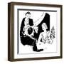 A Smart Waiter Takes the Order of a Seated Couple-null-Framed Art Print