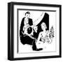 A Smart Waiter Takes the Order of a Seated Couple-null-Framed Art Print