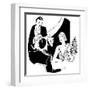 A Smart Waiter Takes the Order of a Seated Couple-null-Framed Art Print