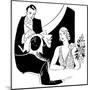 A Smart Waiter Takes the Order of a Seated Couple-null-Mounted Art Print