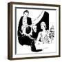 A Smart Waiter Takes the Order of a Seated Couple-null-Framed Art Print