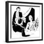 A Smart Waiter Takes the Order of a Seated Couple-null-Framed Art Print