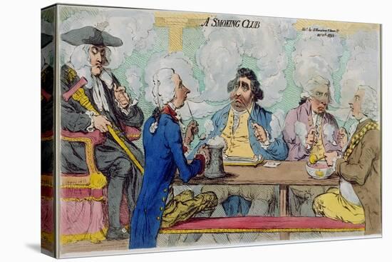 A Smoking Club, Published by Hannah Humphrey in 1793-James Gillray-Stretched Canvas