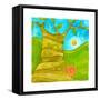 A Snail Crawling Along a Tree-null-Framed Stretched Canvas