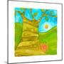 A Snail Crawling Along a Tree-null-Mounted Giclee Print