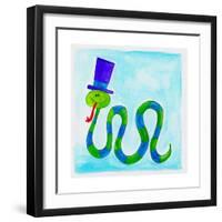 A Snake Wearing a Top Hat-null-Framed Premium Giclee Print