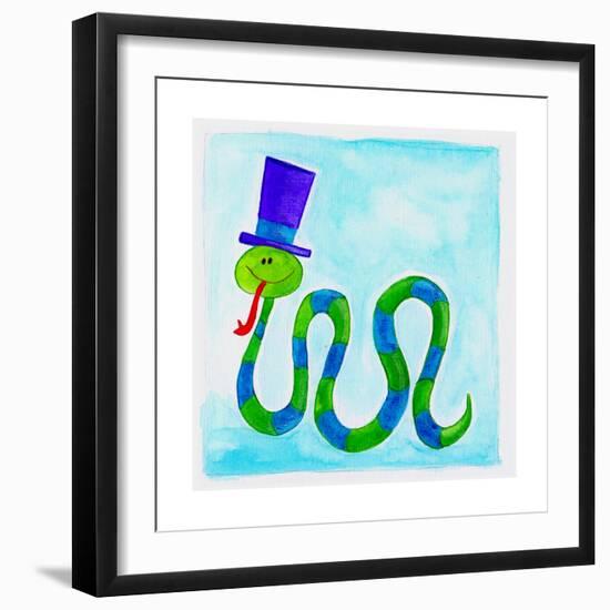 A Snake Wearing a Top Hat-null-Framed Giclee Print