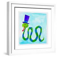 A Snake Wearing a Top Hat-null-Framed Giclee Print