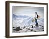A Snowboarder at the Summit of Mount Affawat in Gulmarg, Kashmir, India-Julian Love-Framed Premium Photographic Print