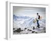 A Snowboarder at the Summit of Mount Affawat in Gulmarg, Kashmir, India-Julian Love-Framed Premium Photographic Print