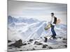 A Snowboarder at the Summit of Mount Affawat in Gulmarg, Kashmir, India-Julian Love-Mounted Photographic Print