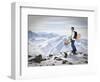 A Snowboarder at the Summit of Mount Affawat in Gulmarg, Kashmir, India-Julian Love-Framed Photographic Print