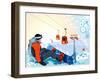 A Snowboarder Sitting On Snow Grief-Aleksey Vl B.-Framed Art Print