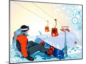 A Snowboarder Sitting On Snow Grief-Aleksey Vl B.-Mounted Art Print