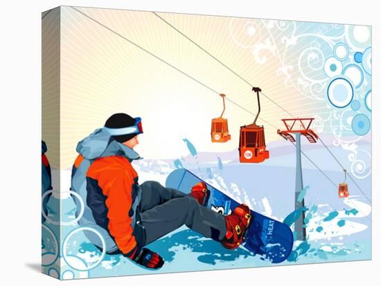 A Snowboarder Sitting On Snow Grief-Aleksey Vl B.-Stretched Canvas