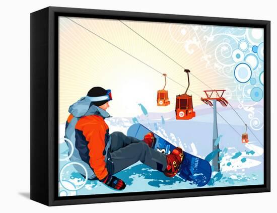 A Snowboarder Sitting On Snow Grief-Aleksey Vl B.-Framed Stretched Canvas