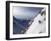 A Snowboarder Tackles a Challenging Off Piste Descent on Mont Blanc, Chamonix, Haute Savoie, French-David Pickford-Framed Photographic Print