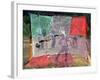 A Soccer Ball Slips Through an Opening of a Makeshift Goal-null-Framed Photographic Print
