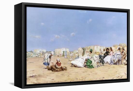 A Sociable Afternoon on the Beach-Frederik Hendrik Kaemmerer-Framed Stretched Canvas