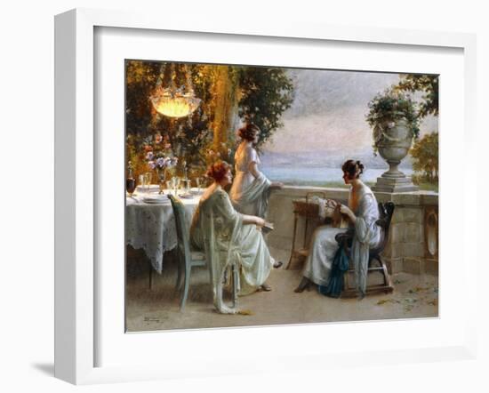 A Soiree on the Terrace, (Oil on Canvas)-Delphin Enjolras-Framed Giclee Print