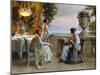 A Soiree on the Terrace, (Oil on Canvas)-Delphin Enjolras-Mounted Giclee Print