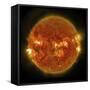 A Solar Flare Erupting on the Left Side of the Sun-null-Framed Stretched Canvas