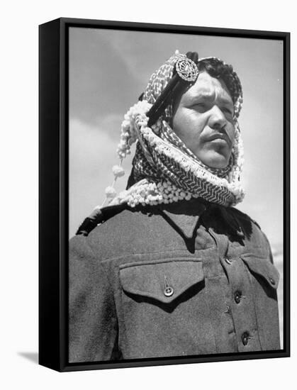 A Soldier from the Arab Legion Squinting His Eyes to Keep Out the Sun-null-Framed Stretched Canvas