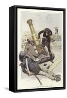 A Soldier Inspects a Cannon Beside the Body of Dead Soldier-Felicien Baron De Myrbach-rheinfeld-Framed Stretched Canvas