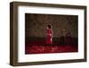 A soldier salutes in the midst of poppies at the Tower of London-Associated Newspapers-Framed Photo