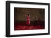 A soldier salutes in the midst of poppies at the Tower of London-Associated Newspapers-Framed Photo