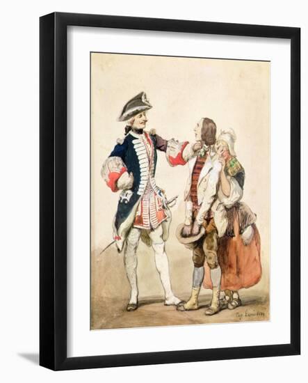 A Soldier with Peasants, 1839 (W/C)-Eugene-Louis Lami-Framed Giclee Print