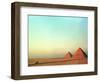 A Solitary Horse Carriage Heads Back Home as the Sun Goes Down Over the Giza Pyramids-null-Framed Photographic Print