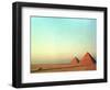 A Solitary Horse Carriage Heads Back Home as the Sun Goes Down Over the Giza Pyramids-null-Framed Photographic Print