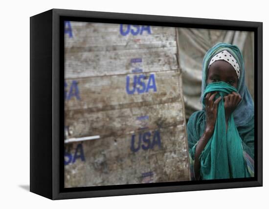 A Somali Child Covers Her Face at Dadaab Refugee Camp in Northern Kenya Monday, August 7 2006-Karel Prinsloo-Framed Stretched Canvas