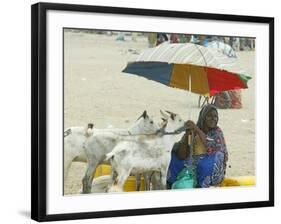 A Somaliland Woman Waits for Customers, in Hargeisa, Somalia September 27, 2006-Sayyid Azim-Framed Photographic Print