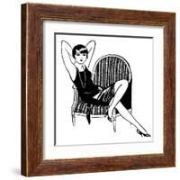 A Sophisticated Young Flapper Type with Short Hair, Sitting in a Chair-null-Framed Art Print