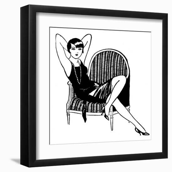 A Sophisticated Young Flapper Type with Short Hair, Sitting in a Chair-null-Framed Art Print