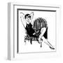 A Sophisticated Young Flapper Type with Short Hair, Sitting in a Chair-null-Framed Art Print