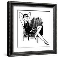 A Sophisticated Young Flapper Type with Short Hair, Sitting in a Chair-null-Framed Art Print