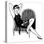 A Sophisticated Young Flapper Type with Short Hair, Sitting in a Chair-null-Stretched Canvas