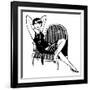 A Sophisticated Young Flapper Type with Short Hair, Sitting in a Chair-null-Framed Art Print