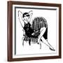 A Sophisticated Young Flapper Type with Short Hair, Sitting in a Chair-null-Framed Art Print