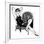 A Sophisticated Young Flapper Type with Short Hair, Sitting in a Chair-null-Framed Art Print