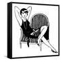 A Sophisticated Young Flapper Type with Short Hair, Sitting in a Chair-null-Framed Stretched Canvas